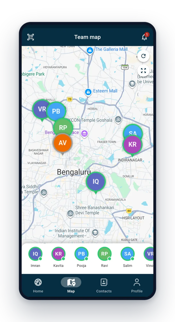 The team map in Zuuvy HQ, and one salesman's day beside it