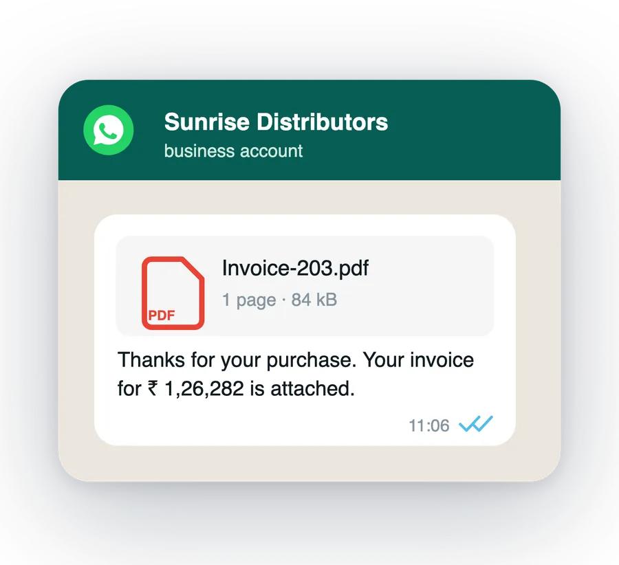 The confirmation code and the invoice, as they arrive on WhatsApp