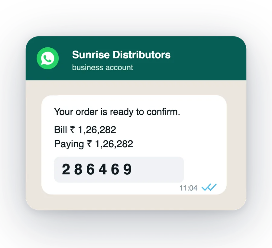 The confirmation code and the invoice, as they arrive on WhatsApp